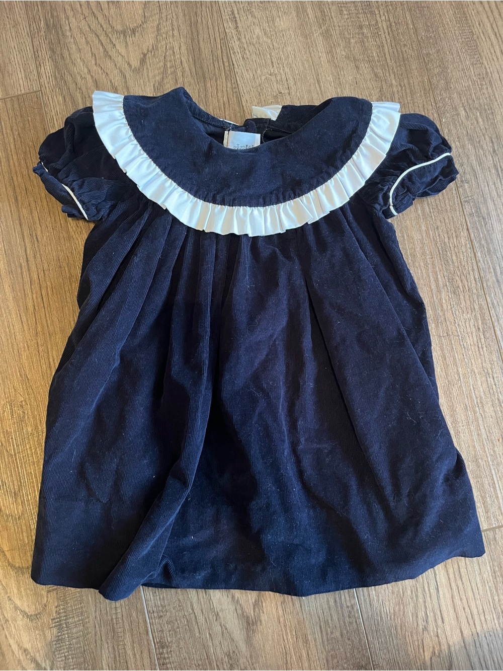 Sucre by Le' Za Me navy blue corduroy portrait collar dress